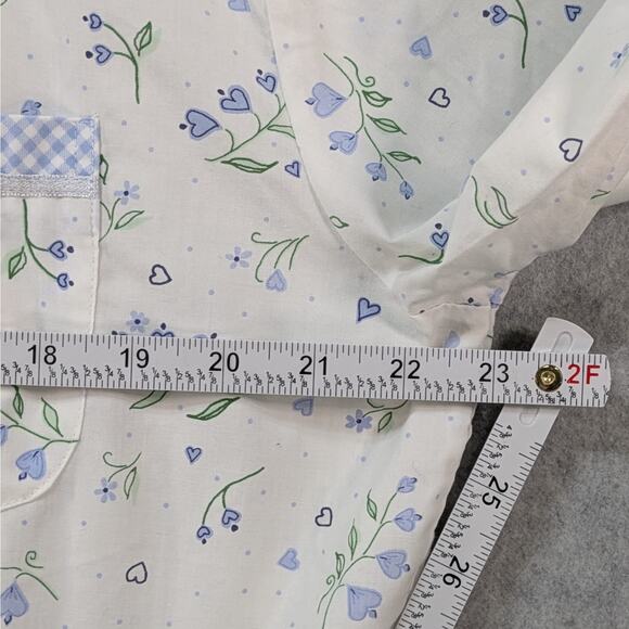 Vintage Vanity Fair Womens Pajama Set XL White Blue Cotton Blend Poplin 2Pc - Picture 9 of 16